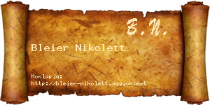 Bleier Nikolett névjegykártya